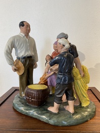 Een grote Chinese polychrome Culturele Revolutie groep met Mao, 20e eeuw