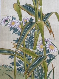 Zhao Hao 趙浩 '石佛' (1881-1949): 'Two quails and insects', ink and colour on silk, dated 1928