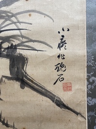 Liu Ruihua 劉瑞華 (1971): 'Eekhoorns met druiventrossen', inkt en kleur op papier, gedat. 1995 en Jiang Yunge 江雲閣: 'Bamboe', inkt op zijde, gedat. 1949