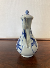 A Chinese blue and white 'Xi Xiang Ji' ewer and cover, Xuande mark, Kangxi