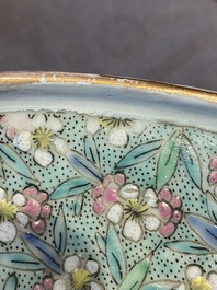 Two Chinese oval famille rose shaving bowls, Yongzheng