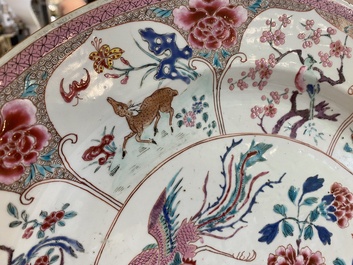 Plat en porcelaine de Chine famille rose &agrave; d&eacute;cor d'un qilin et d'un ph&eacute;nix, Yongzheng