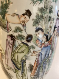 A pair of Chinese famille rose vases, signed Yu Yongfeng 余永豐, dated 1922