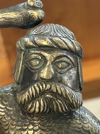 Een zeldzame bronzen 'wildeman' kandelaar, Vlaanderen of Duitsland, 15/16e eeuw