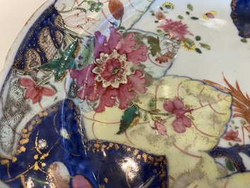 A Chinese famille rose 'tobacco leaf' dish, Qianlong