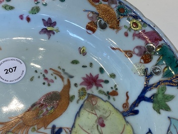 A Chinese famille rose 'tobacco leaf' dish, Qianlong