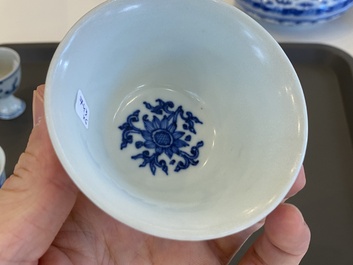 Six Chinese blue and white shipwreck porcelain wares, Transitional period and later