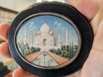 Indische school: Elf Taj Mahal miniaturen met de portretten van Shah Jaha en zijn vrouw Mumtaz Mahal, begin 20e eeuw