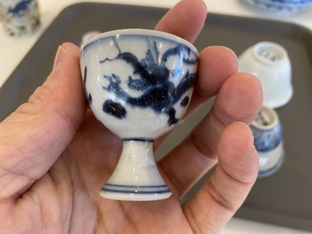 Six Chinese blue and white shipwreck porcelain wares, Transitional period and later