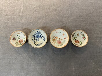 Collection vari&eacute;e de tasses et soucoupes en porcelaine de Chine, 18/19&egrave;me