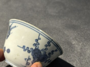 Nine Chinese blue and white shipwreck porcelain wares, Wanli and later