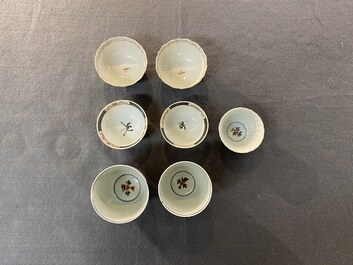 A varied collection of Chinese cups and saucers, 18/19th C.