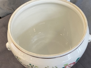 A Chinese silver-mounted famille rose vase and a covered bowl, 19th C.