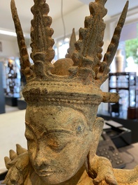 Bouddha couronn&eacute; en bronze, Birmanie, probablement d'&eacute;poque Haripunchai, 12/13&egrave;me