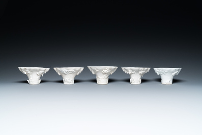 Onze coupes libatoires en porcelaine blanc de Chine de Dehua, Chine, 17&egrave;me et apr&egrave;s