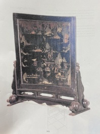 A Chinese gilt-lacquered and painted wooden table screen, Shanxi, 16/17th C.