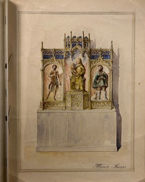 Grand retable en tryptique en bois polychrom&eacute; et dor&eacute; figurant Saint-Jean-Baptiste, la Vierge et Saint-Roch, Espagne, 1&egrave;re moiti&eacute; du 16&egrave;me