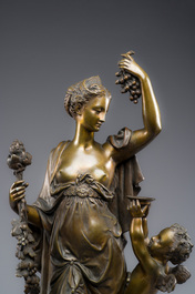 Jean Didier Debut (1824-1893) : 'La d&eacute;esse romaine Pomona', une repr&eacute;sentation all&eacute;gorique de la r&eacute;colte, bronze en partie dor&eacute; sur socle en marbre