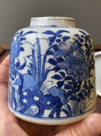 A pair of Chinese blue and white bell-shaped water pots, Kangxi