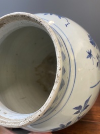 A Chinese blue and white 'floral sprigs' vase, Transitional period