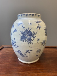 A Chinese blue and white 'floral sprigs' vase, Transitional period