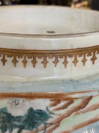 Grand bol en porcelaine de Chine famille rose &agrave; d&eacute;cor de la chasse aux renards, Qianlong