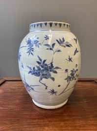 A Chinese blue and white 'floral sprigs' vase, Transitional period