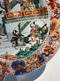 A pair of Chinese famille verte 'Emperor Yang' dishes, Kangxi