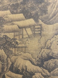 Ecole chinoise: 'Paysage montagneux', encre et couleurs sur soie, Ming