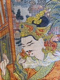 A Chinese woven thangka of a Shambhala king, Republic