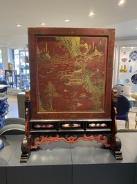 A Chinese gilt-lacquered and painted wooden table screen, Shanxi, 16/17th C.