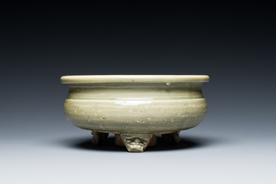 A Chinese Longquan celadon tripod censer, Ming