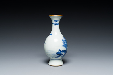 A Chinese blue and white 'landscape' vase, Qianlong