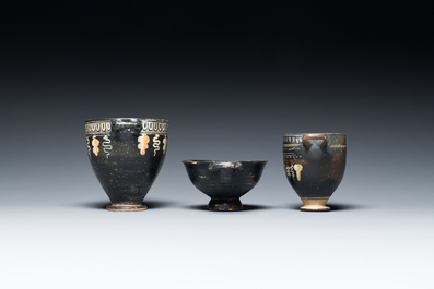 Three black-glazed Roman pottery wares, Southern Italy, ca. 4th C. b.C.