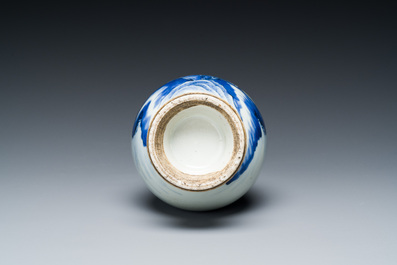 A Chinese blue and white 'landscape' vase, Qianlong