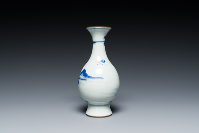 A Chinese blue and white 'landscape' vase, Qianlong