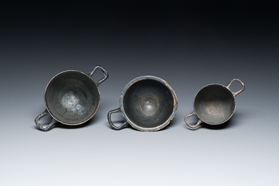 Three black-glazed Roman pottery wares, Southern Italy, ca. 4th C. b.C.