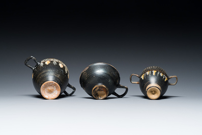 Three black-glazed Roman pottery wares, Southern Italy, ca. 4th C. b.C.