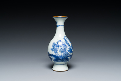 A Chinese blue and white 'landscape' vase, Qianlong