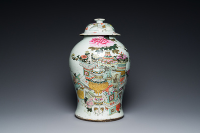 Un vase couvert et un bassin en porcelaine de Chine qianjiang cai, 19/20&egrave;me