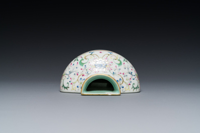 A Chinese famille rose wall pocket vase, Qianlong mark, 20th C.