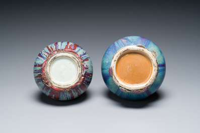 Two Chinese flamb&eacute;-glazed vases, 19th C.