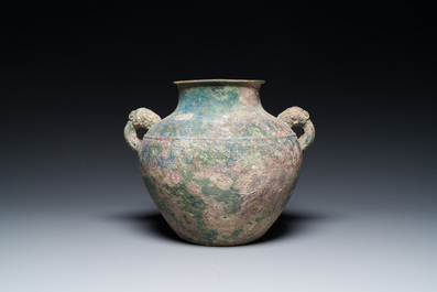 A Chinese archaic bronze wine vessel, 'lei', Eastern Zhou, Spring and Autumn period