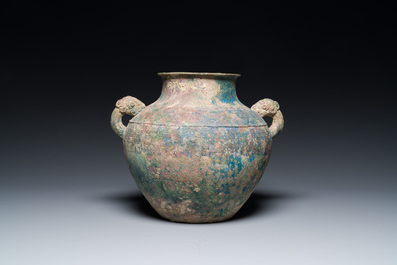 A Chinese archaic bronze wine vessel, 'lei', Eastern Zhou, Spring and Autumn period