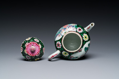 A Chinese famille rose teapot and cover on stand, Yongzheng