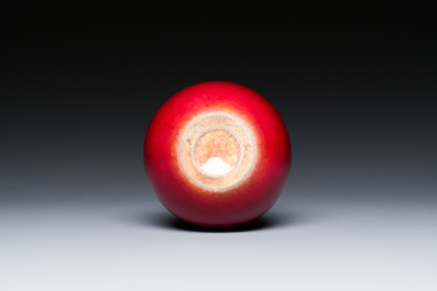 A small Chinese red-glazed globular vase, Qing