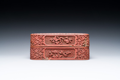 A Chinese red cinnabar lacquer box and cover, 17/18th C.