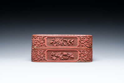 A Chinese red cinnabar lacquer box and cover, 17/18th C.