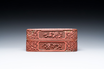 A Chinese red cinnabar lacquer box and cover, 17/18th C.