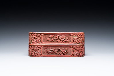 A Chinese red cinnabar lacquer box and cover, 17/18th C.